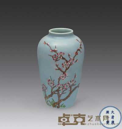 清代康熙 粉彩花卉灯笼瓶 高19.5cm
